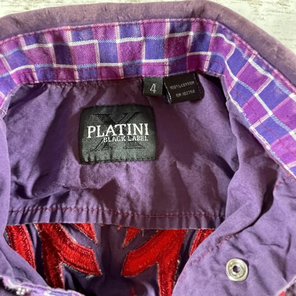 Platini Black Label Kids' Size 4 Purple and‎ Red Button-Up Shirt